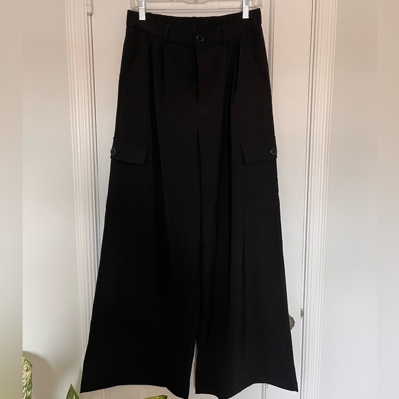 ❌SOLD High Waisted Wide Leg Cargo Pants Baggy Casual Work Pants - Picture 5 of 11